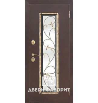 Дверь в коттедж с ковкой и стеклом