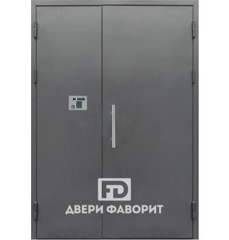 двустворчатая железная дверь для подъезда с домофоном