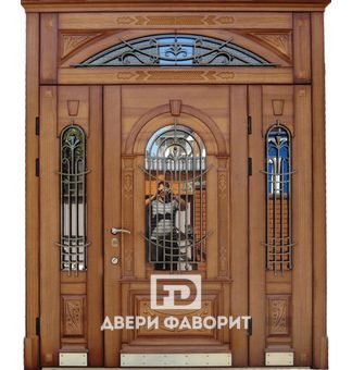 Парадная двустворчатая дверь со стеклом, терморазрыв