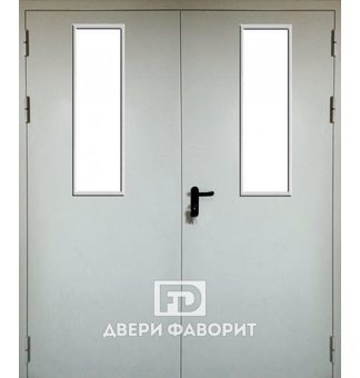 Противопожарная двупольная дверь МД-1868 со стеклом