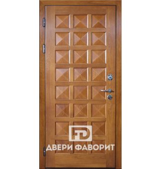 металлическая дверь входная без глазка, с отделкой массивом дерева