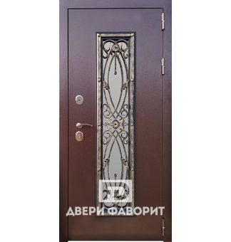 Дверь металлическая с зеркалом и ковкой