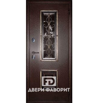 Железная дверь в загородный дом (стекло, ковка)