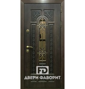 Дверь в загородный дом (стекло + ковка)