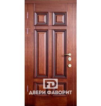 дверь стальная уличная с мдф филенчатым коричневого оттенка