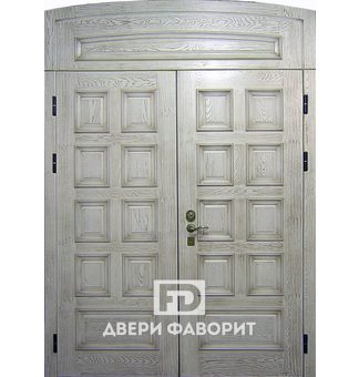 Дверь двустворчатая с верхней вставкой отделанная виноритом
