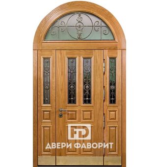 Стальная арочная дверь с верхней и боковыми вставками
